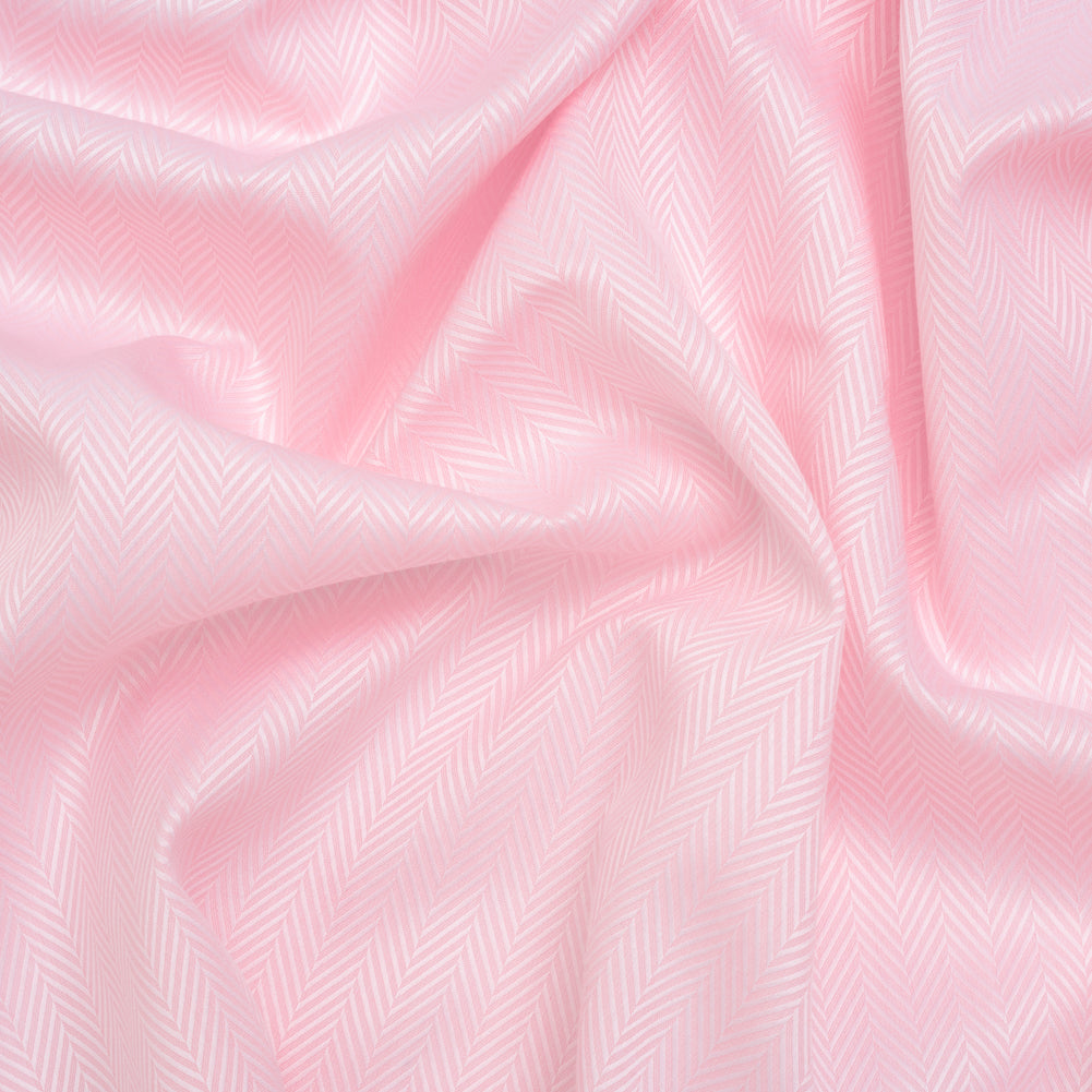 Cotton Twill Shirting - Baby Pink and White Herringbone - Deadstock