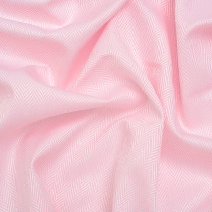 Cotton Twill Shirting - Baby Pink and White Herringbone - Deadstock