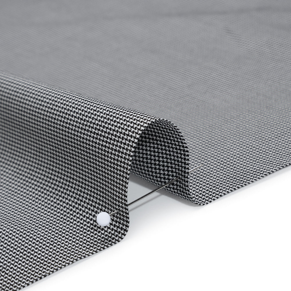 Cotton Twill Shirting - Black and White Tiny Houndstooth - Deadstock