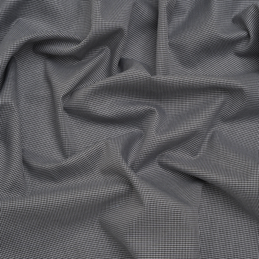 Cotton Twill Shirting - Black and White Tiny Houndstooth - Deadstock