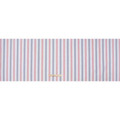 Cotton Oxford Shirting - Red, Midnight Blue and White Awning Stripes - Deadstock