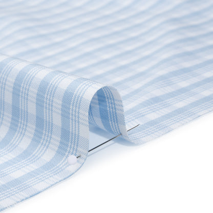 Cotton Oxford Shirting - Baby Blue and White Plaid - Deadstock
