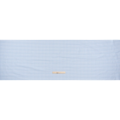 Cotton Oxford Shirting - Baby Blue and White Plaid - Deadstock