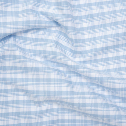 Cotton Oxford Shirting - Baby Blue and White Plaid - Deadstock