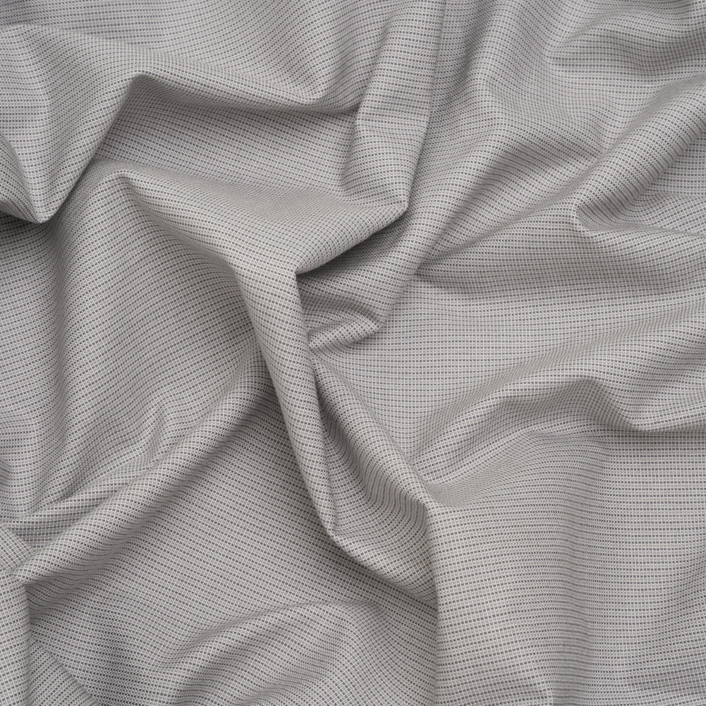 Cotton Oxford Shirting - Gray and White Tiny Checks - Deadstock