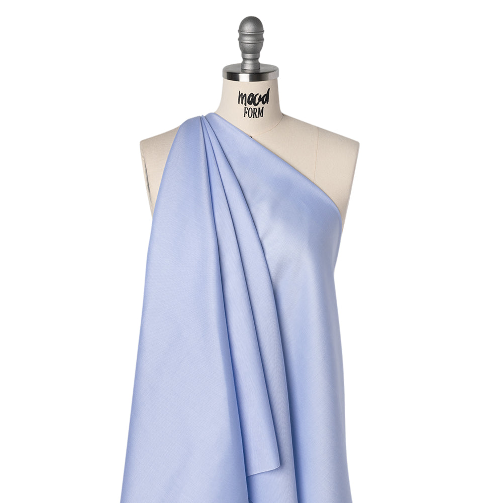 Cotton Twill Shirting - Light Blue and White Narrow Herringbone - Deadstock