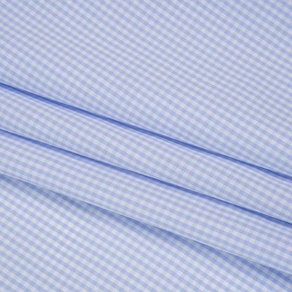 Cotton Gingham Shirting - Baby Blue and White Checks - Deadstock