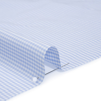 Cotton Gingham Shirting - Baby Blue and White Checks - Deadstock