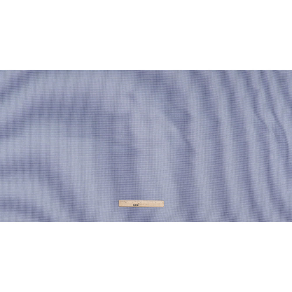 Cotton Oxford Shirting - Bright Blue and White Little Checks - Deadstock
