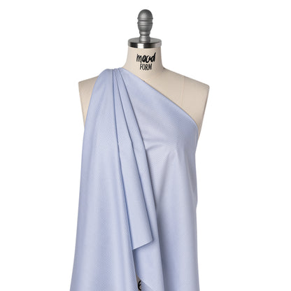 Cotton Twill Shirting - Light Blue, Cobalt and White Lined Stripes - Deadstock