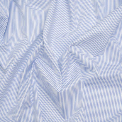 Cotton Twill Shirting - Light Blue, Cobalt and White Lined Stripes - Deadstock
