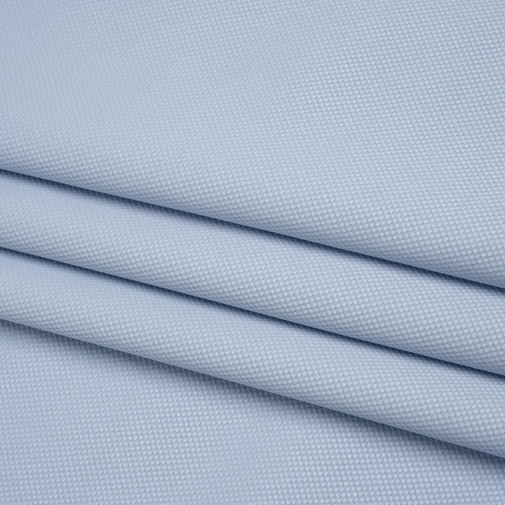 Cotton Dobby Shirting Made in England - Light Blue Tonal Checks - Designer Deadstock