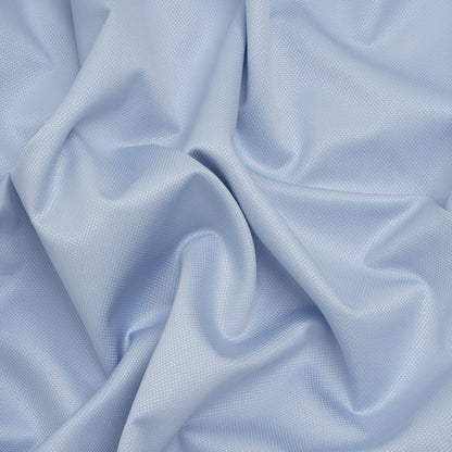 Cotton Dobby Shirting Made in England - Light Blue Tonal Checks - Designer Deadstock
