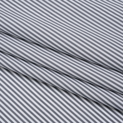 Cotton Twill Shirting - Gray and White Candy Stripes - Deadstock