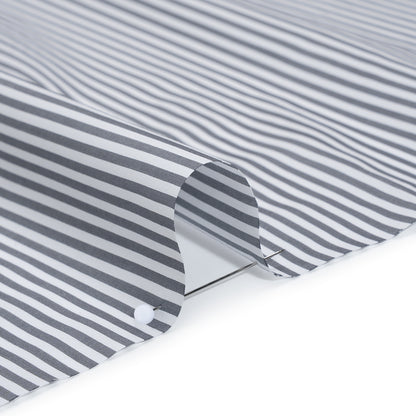 Cotton Twill Shirting - Gray and White Candy Stripes - Deadstock