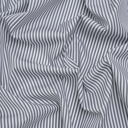 Cotton Twill Shirting - Gray and White Candy Stripes - Deadstock