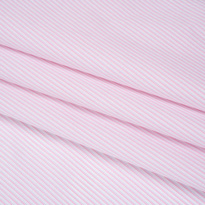 Cotton Twill Shirting - Light Pink, Pale Blue and White Shadow Pinstripes - Deadstock