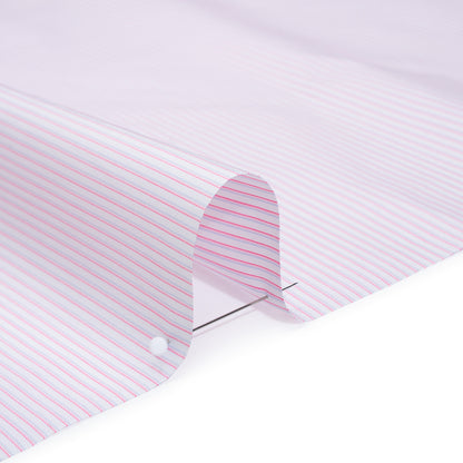 Cotton Twill Shirting - Light Pink, Pale Blue and White Shadow Pinstripes - Deadstock