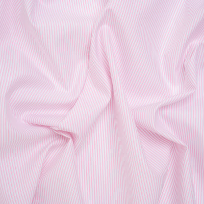 Cotton Twill Shirting - Light Pink, Pale Blue and White Shadow Pinstripes - Deadstock
