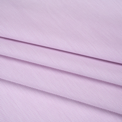 Cotton Poplin Shirting - White and Purple Pinstripes - Deadstock