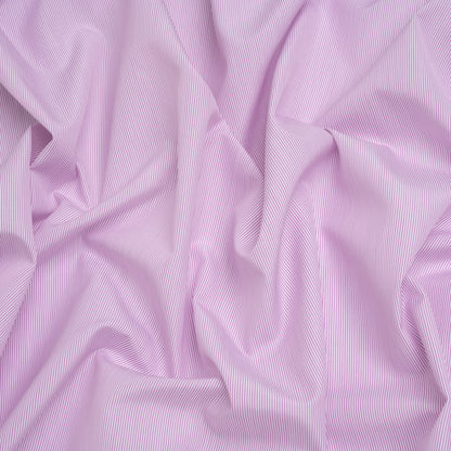Cotton Poplin Shirting - White and Purple Pinstripes - Deadstock