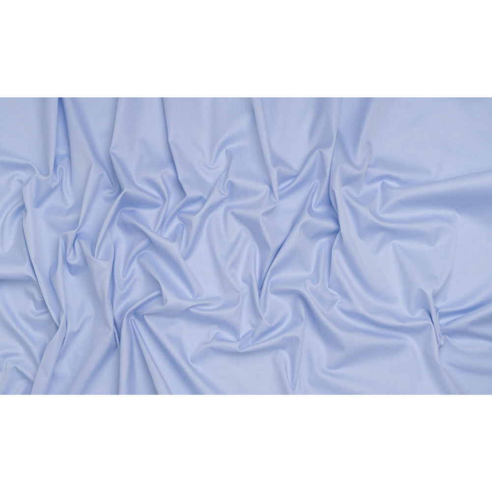 Cotton Twill Shirting - Sky Blue and White Herringbone - Designer Deadstock