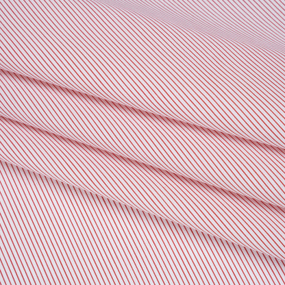 Cotton Poplin Shirting - White and Red Pinstripes - Deadstock