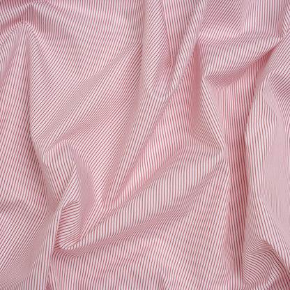 Cotton Poplin Shirting - White and Red Pinstripes - Deadstock
