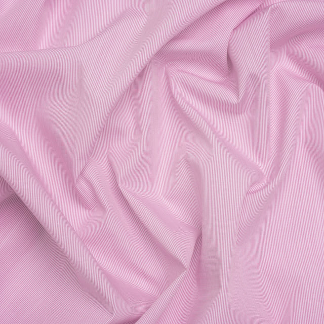 Cotton Poplin Shirting - Orchid Pink Stripes - Deadstock