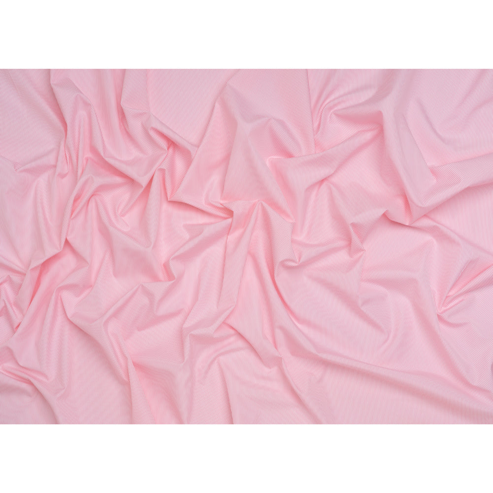 Cotton Poplin Shirting - Bubblegum Pink and White Narrow Candy Stripes - Deadstock