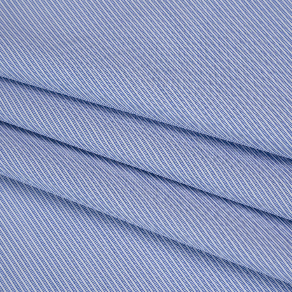 Cotton Shirting - Marine Blue and White Stripes - Deadstock