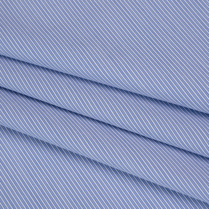 Cotton Shirting - Marine Blue and White Stripes - Deadstock
