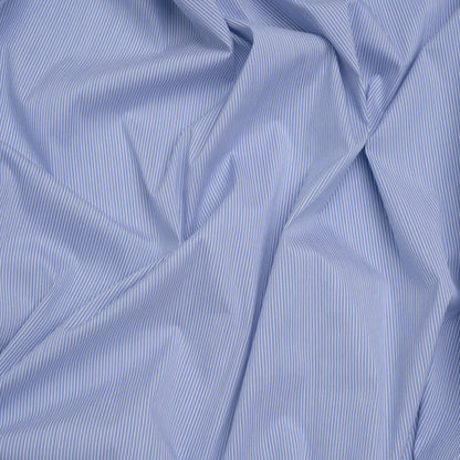 Cotton Shirting - Marine Blue and White Stripes - Deadstock