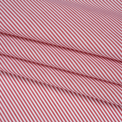 Cotton Poplin Shirting - Red and White Candy Stripes - Deadstock