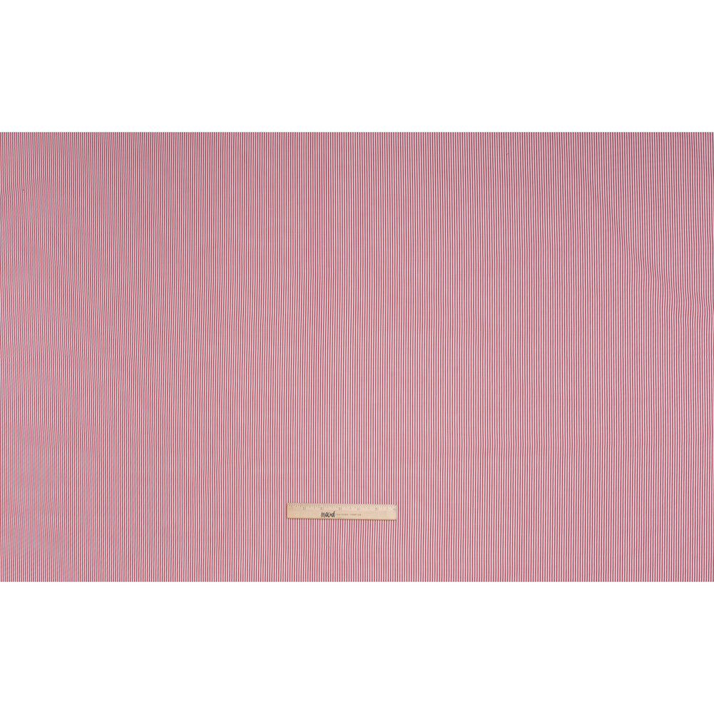 Cotton Poplin Shirting - Red and White Candy Stripes - Deadstock