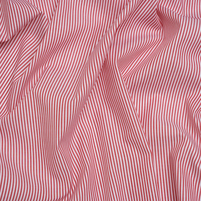 Cotton Poplin Shirting - Red and White Candy Stripes - Deadstock