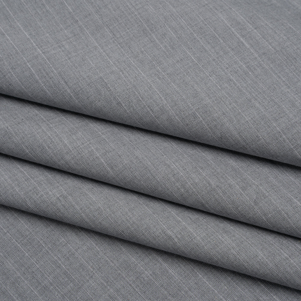 Cotton Shirting - Heathered Gray with Faint White Pinstripes - Deadstock