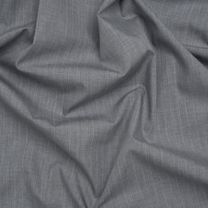 Cotton Shirting - Heathered Gray with Faint White Pinstripes - Deadstock