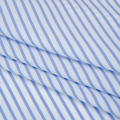 Cotton Shirting - Airy Blue and White Stripes - Designer Deadstock