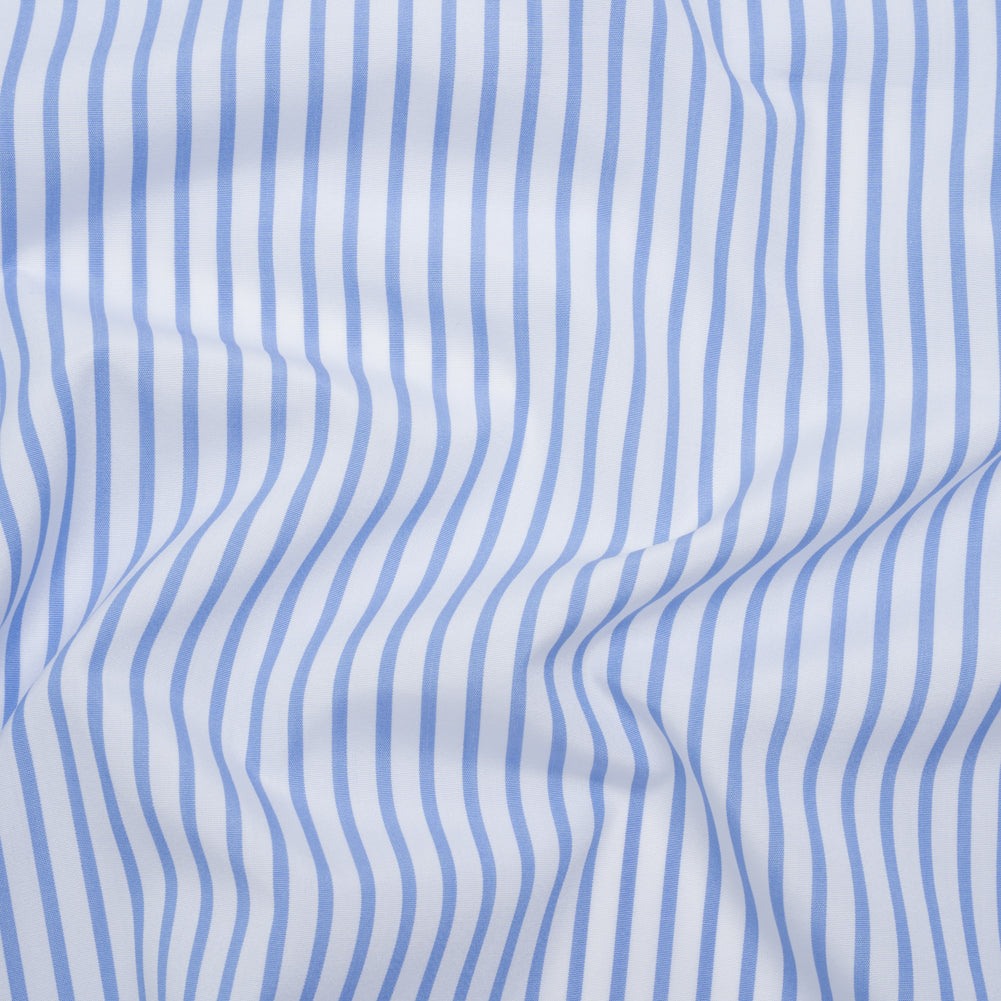Cotton Shirting - Airy Blue and White Stripes - Designer Deadstock