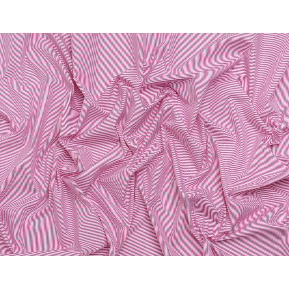Cotton Poplin Made in England - Berry Pink and White Candy Stripes - Designer Deadstock