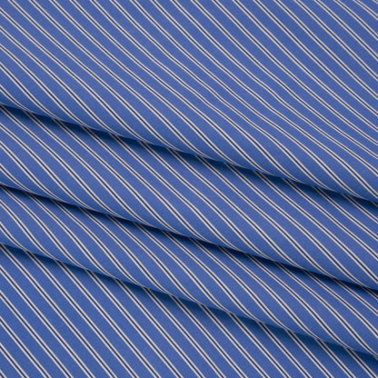 Cotton Poplin - Blue Jasper, Black and White Stripes - Deadstock
