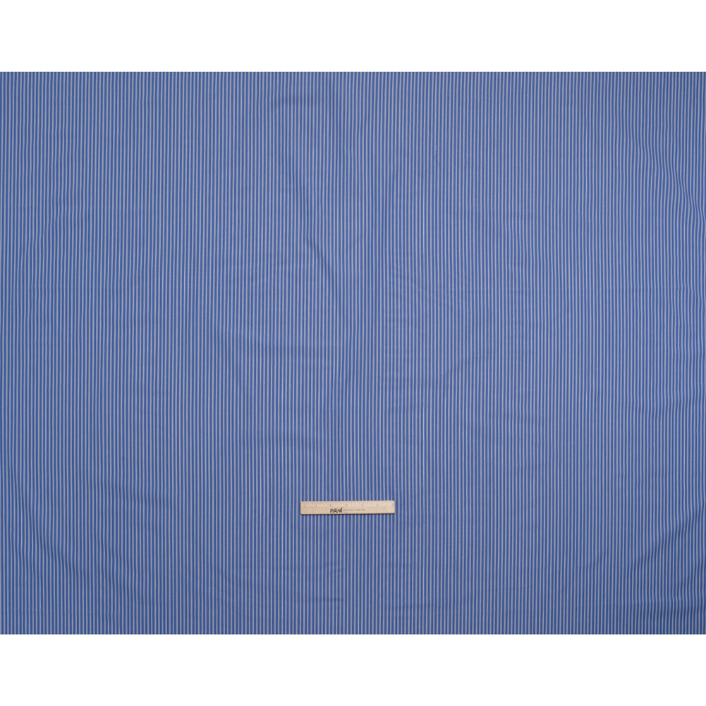 Cotton Poplin - Blue Jasper, Black and White Stripes - Deadstock