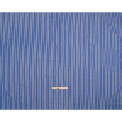 Cotton Poplin - Blue Jasper, Black and White Stripes - Deadstock