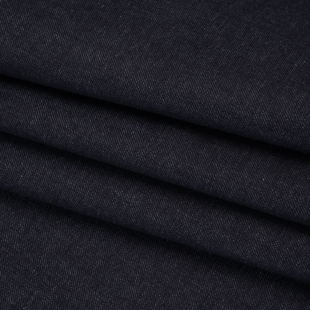Medium Weight Cotton Denim Twill - Dark Indigo - Deadstock Folded