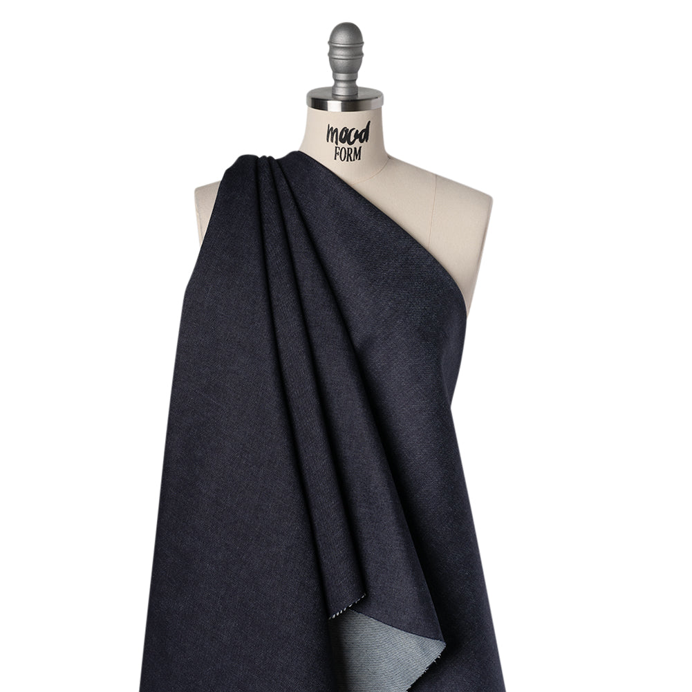 Medium Weight Cotton Denim Twill - Dark Indigo - Deadstock Drape