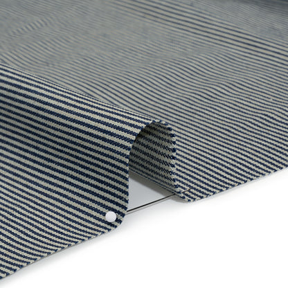 Flexible Cotton Twill Denim - Indigo and Natural Hickory Stripes - Deadstock Detail
