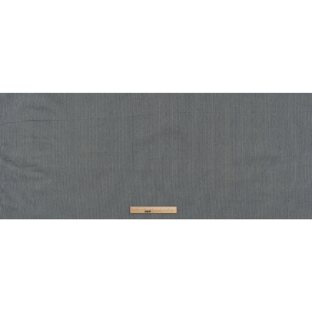 Flexible Cotton Twill Denim - Indigo and Natural Hickory Stripes - Deadstock - Full