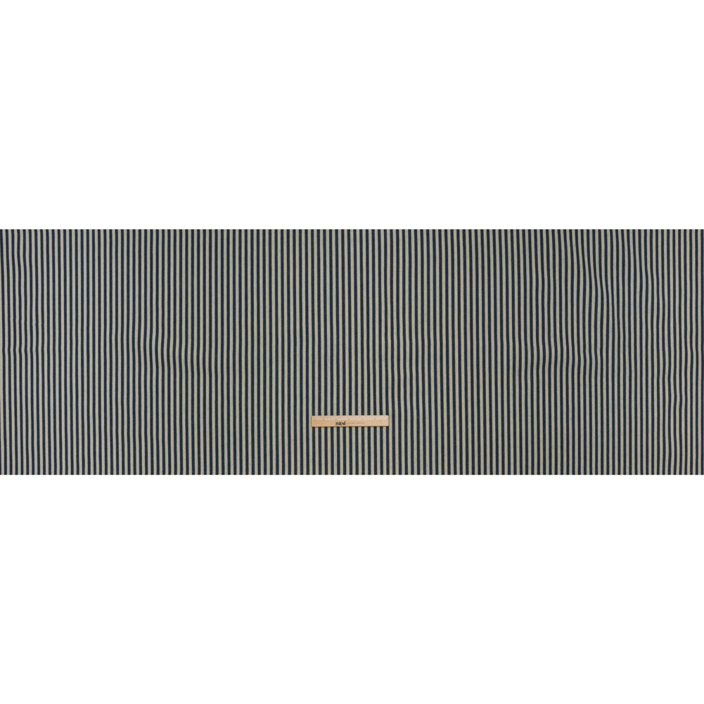 Flexible Cotton Twill Denim - Indigo and Natural Bengal Stripes - Deadstock - Full