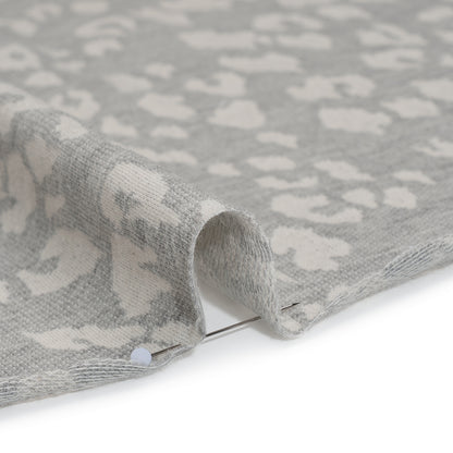 Cotton and Polyester Jacquard Knit French Terry - Heathered Gray and Ivory Leopard Spots - Deadstock